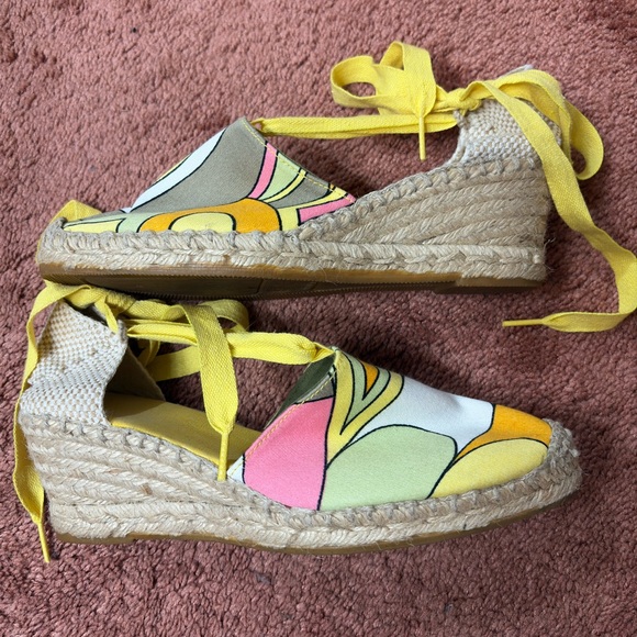 Vintage Shoes - Vintage 1970s Colorful Espadrille Wedge Shoes